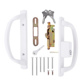 DECEBALUS Offset Position Keyed Sliding Patio Door Handleset with Mortise Lock, 3-15/16" H.C., Fits 1-3/8" to 2" Thick Doors, Non-Handed (Keyed with Latch Lock+Keeper)