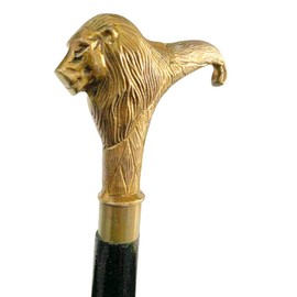Vintage Brass Walking Cane Wooden sticks Lion Brass Metal handle Antique Decor Collectibles Gift For Mother/Father