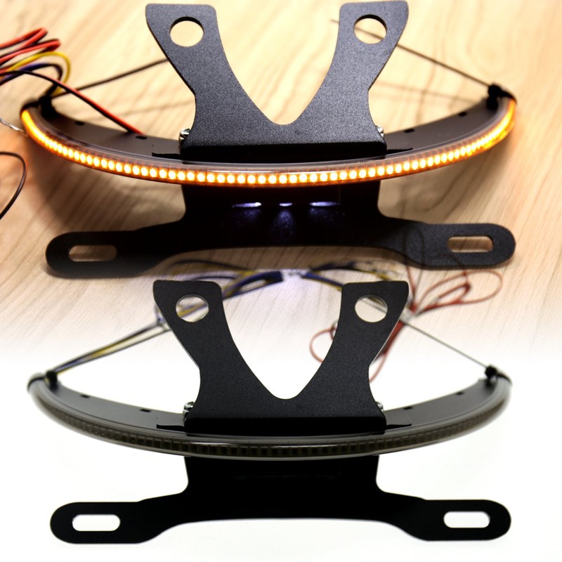 Rudyness LED Fender Turn Signal Kit Smoked Lens&Tag Light&Bracket For