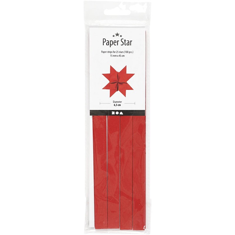 Paper Star Strips, W: 15 mm, D: 6,5 cm, red,