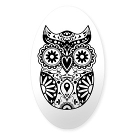CafePress Sugar Skull Owl Oval Car Bumper Sticker