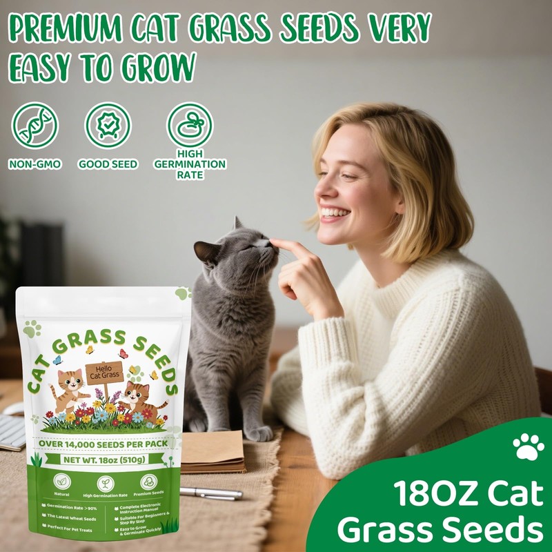 18oz Cat Grass Seeds Bulk - Over 14000+ Premium Cat