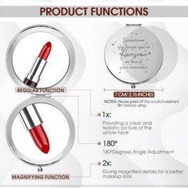 Roowest 30 Pcs Inspirational Compact Mirror Sometimes You Forget You're Awesome Appreciation Gifts for Women Mother's Day Party Favors Magnifying Pocket Mirror (Light Purple)