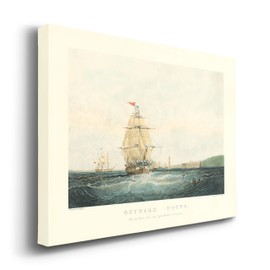 Landscape Style Canvas Wall Art: Rustic Italian, Modern Countryside, Romantic Mediterranean, Neutral Oceans Sailing Ships, Lighthouses & Beach Abstract Art Ready to Hang - Outward Bound 18X27