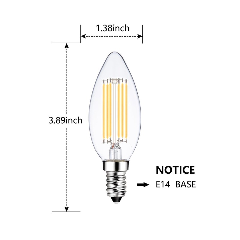 Sunaiony E14 Light Bulbs LED Warm White 2700K 60W Dimmable