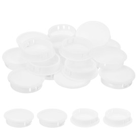 sourcing map 28Pcs Plastic Hole Plugs, 1 3/4" x 7/16"(DxH) Hole Cover Tubing End Cap for Round Holes(40mm), Table Chair Floor Protector Furniture Cupboard Shelves, White