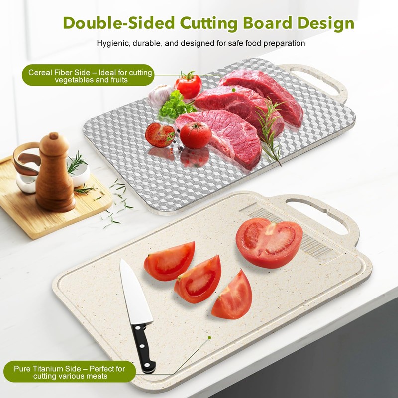 Laokiiy Titanium Cutting Board,Cutting Board for Kitchen Cutting Boards Double
