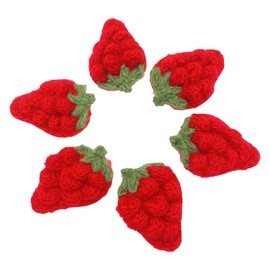 Pack of 10 Strawberry Crochet Appliques Fruit Patches Clothing Embellishments Strawberry Ornament Crochet for Sewing Crafts Cute Crochet Doll Crochet Strawberry Cotton Crochet Patches for DIY Clothing