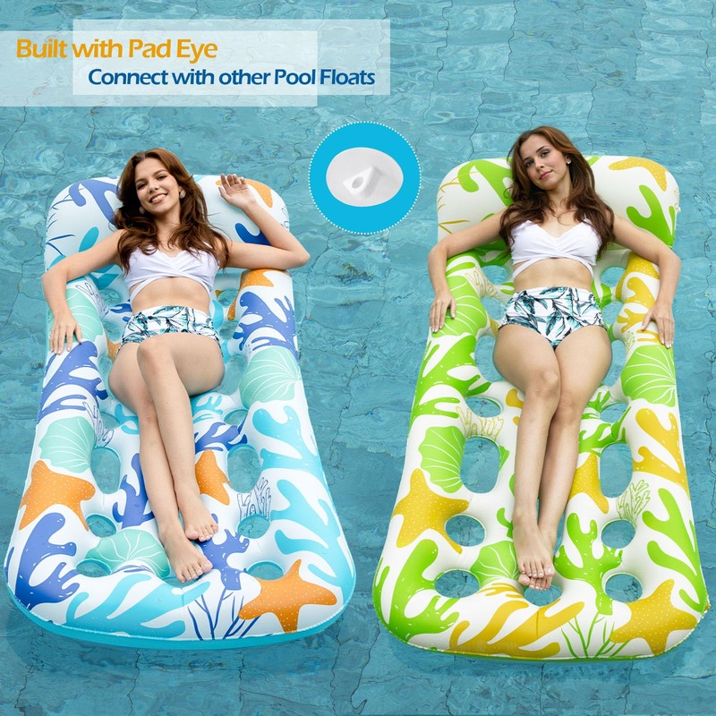 Jasonwell Inflatable Pool Float Lounge - 2 Pack Floaties Rafts
