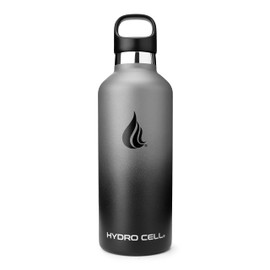 HYDRO CELL Stainless Steel Water Bottle with Straw & 2 Standard Mouth Lids (32oz 24oz 20oz 16oz) Keeps Liquids Hot or Cold w/Double Wall Vacuum Insulated Leak Proof Sport Design (Graphite/Black 32oz)