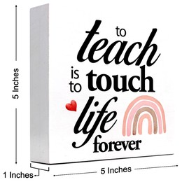 z-crange To Teach is to Touch a Life Forever Wood Box Sign Desk Decor,Classroom Wood Sign,Thank You Gifts for Teacher,Teacher Office Decor for School Shelf Table Decorations