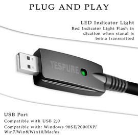 YESPURE USB Guitar Cable Connect Guitar to Pc for Musical Instruments USB Interface Male to 6.35mm 1/4" Ts Electric Guitar Connector Instrument Cable for Recording 2.8m/9.2ft