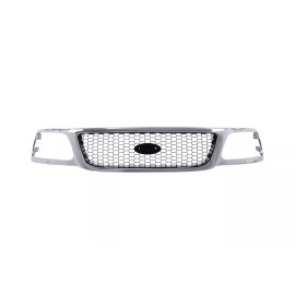 AM-Auto AM New Front Chrome Grille w/Black Insert For 99-04 Ford F150 F250 LD Plastic