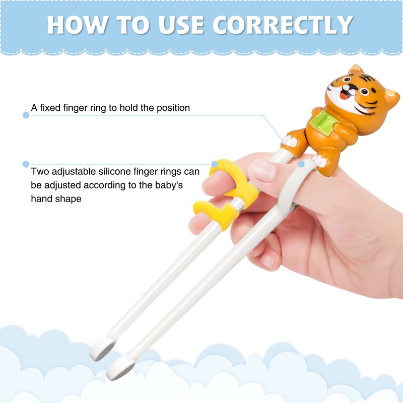 Quimoy 2 Pairs Kids Chopsticks, Training Chopsticks for Kids, Cute