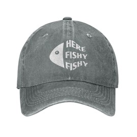 QVXHKP Funny Fishing Cap Here Fishy Fishy Fishy Cap Women Baseball Hat Fashionable Hats Gray