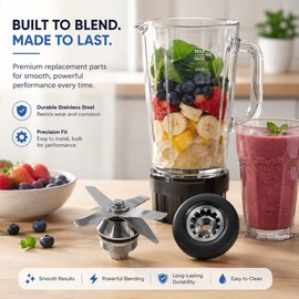 Blender Blade and Drive Socket Kit for Select Vitamix Models – Stainless Steel Wet Blade with Installation Wrench
