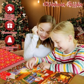 Advent Calendar Christmas Puzzle 1008 Pieces Christmas Calendar Puzzles 24 Days Countdown Jigsaw Puzzle Advent Calendar Funny Puzzle Advent Calendar Educational Game for Adults Kids (01)