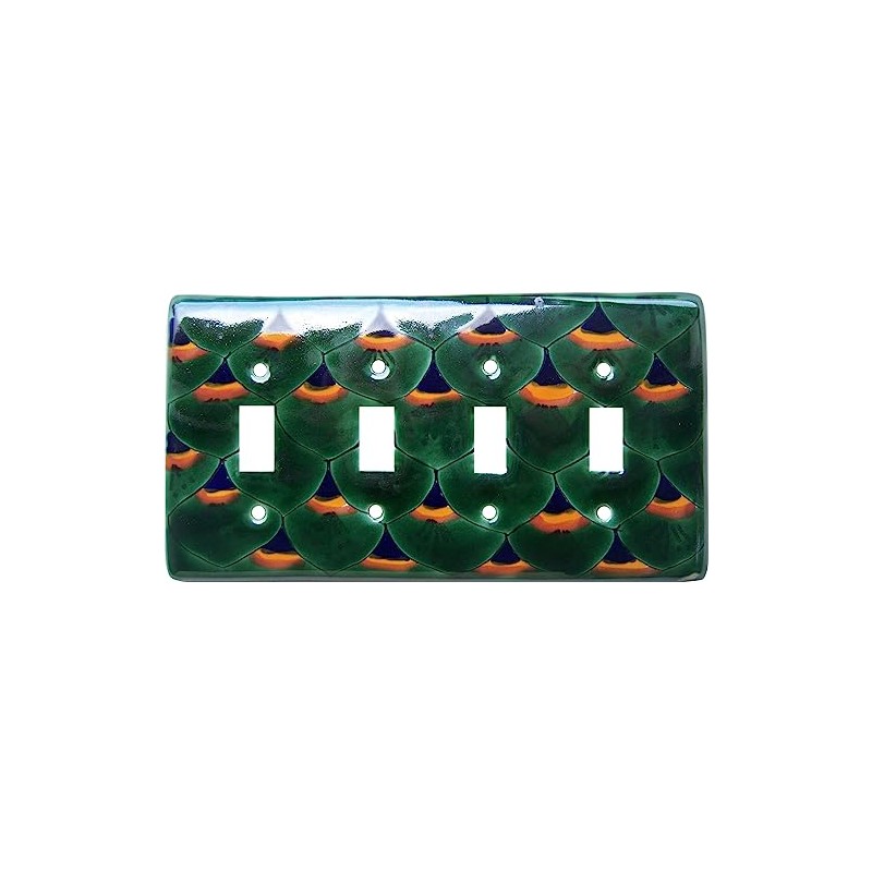 Peacock Talavera Quadruple Toggle Switch Plate