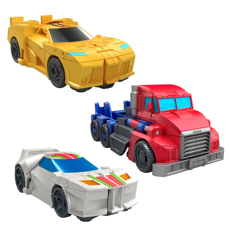 Transformers 1-Step Flip Heroes 3-Pack, 4-Inch Wheeljack, Bumblebee, and Optimus