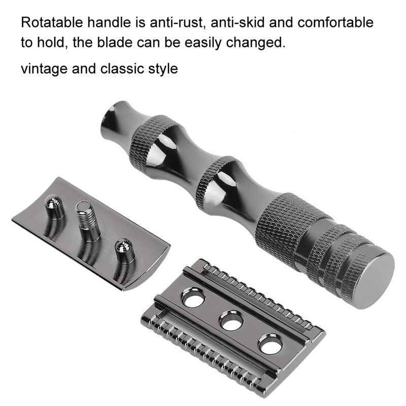 Classic Men Anti skid Metal Handle Dual Blade Shaver Vintage