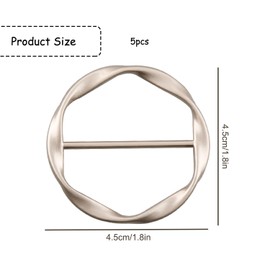 Rumyve 5Pcs T-shirt Tie Clips,Metal Scarf Silk Wrap Holder Pins,Round Clothes Knotted Button Ring for Women Girls