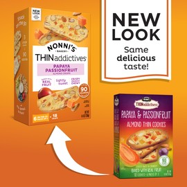 Nonni's THINaddictives Almond Thin Cookies - Papaya & Passionfruit Almond Cookie Thins - Biscotti Italian Cookies - Biscotti Individually Wrapped Cookies - Kosher Coffee Cookies - 4.4 oz
