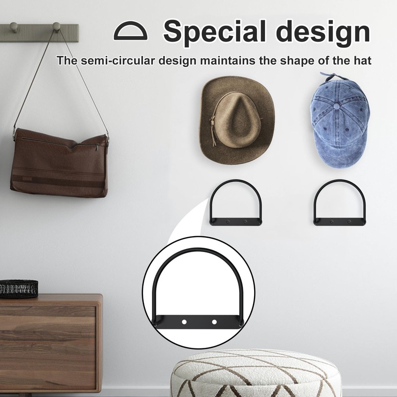 RdjEokf 4 PCS Cowboy Hat Rack, Metal Wall Mounted Baseball