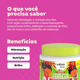 Salon Line - Linha Creme para Pentear (Kids) - Cachinhos Definidos Melancia 500 Gr - (Combing Cream (Kids) - Watermelon Defined Curls Net 19.40 Oz)
