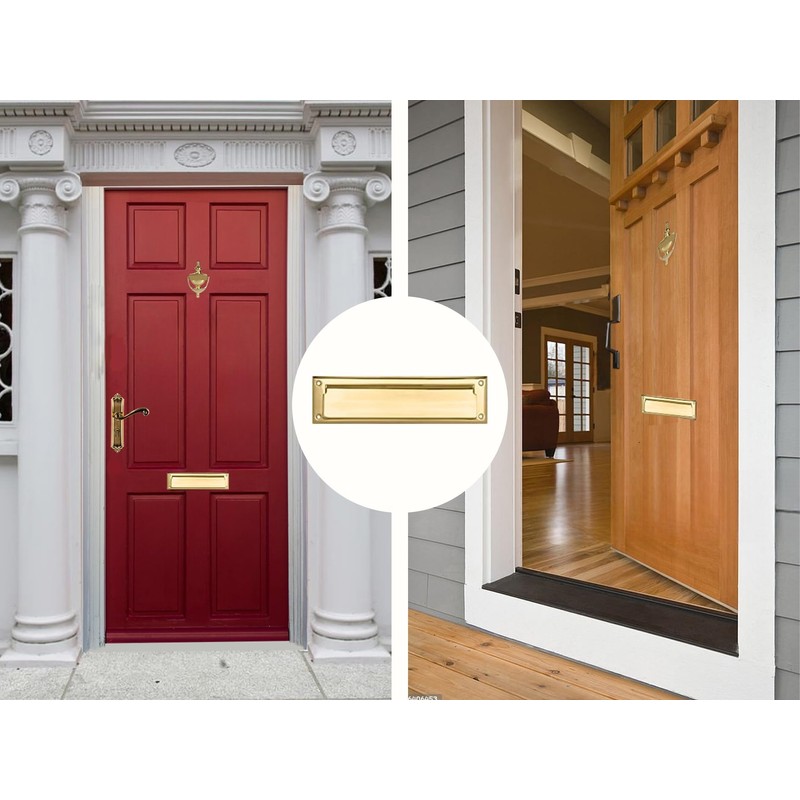 QCAA Solid Brass Mail Slot, with Solid Brass Interior Frame,10"
