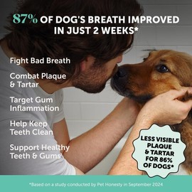 Pet Honesty Dog Breath Freshener Dental Powder for Teeth Cleaning Plaque Off, Dental Care for Dogs, Tartar Remover for Teeth with Natural Herbal Blend + Postbiotics (Mint - 30 Servings)