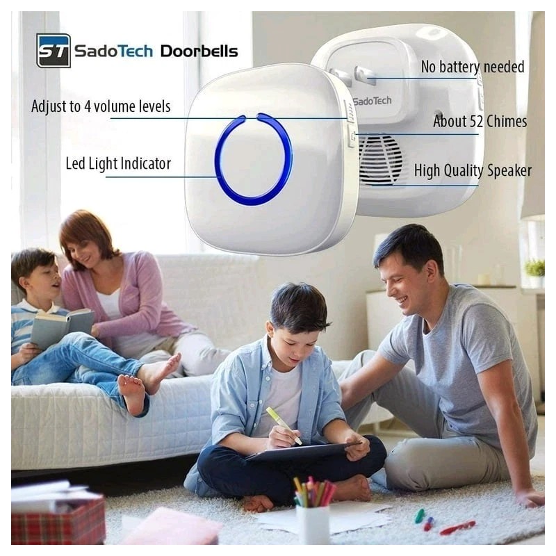 SadoTech Wireless Doorbell Kit White. 1 Transmitter Two Receivers. Brand