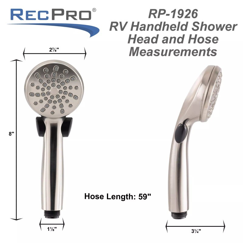 RecPro RV Handheld Shower Head with Hose and Shut Off