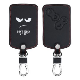 kwmobile Compatible: Renault 4-Button Car Key (Only for Keyless Go Compatible) Key Case - Key Cover Protective Case Key Case Car Keys - PU Leather White/Black