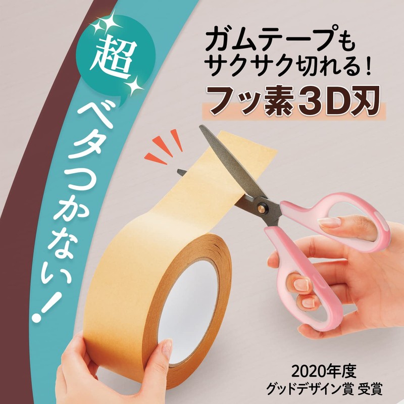 Plus Scissors SC-175SFN Fit Cut Curved Fluorine 3D Blade, Pink,