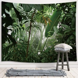 JAWO Tropic Jungle Forest Woolds Plants Tapestry, Palm Tree Leaves Coconut Tree Leaves, Tapestry Wall Hanging, Wall Tapestry for Dorm Living Room Bedroom, Wall Blanket Beach Towels Home Decor
