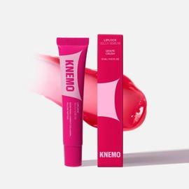 KNEMO LipLock Jelly Serum for Dry Lips, Long-Lasting, Hydrating, Plumping, Glossy Mask with Rose PDRN, Carrot Collagen, Pillow Peptide, Moisturizing Tinted Lip Balm 15 mL in Peach Muse, Grape Crush, Pink Flan, Crystal Clear - Color: Grape Crush