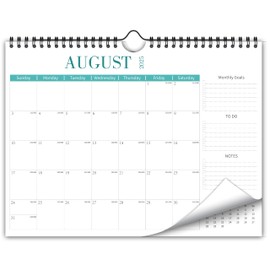 Kamoy Aesthetic Wall Calendar 2025-2026 Monthly Horizontal Planner with 12 Colors from Aug. 2025 to Dec. 2026, 14.5" x 11.5", 17 Months Modern Calendar for School, Home, Office, Monthly Organizing & Planning