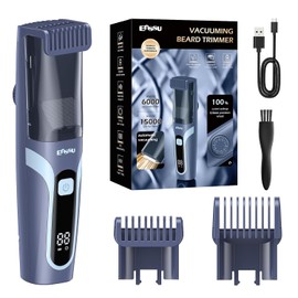 ENSSU Beard Trimmer for Men - Vacuum Mustache Trimmer with Adjustable 20 Length Setting for Less Mess,IPX7 Waterproof Rechargeable Electric Mens Beard Trimmer for Precision Facial Hair, Sideburns