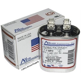 American Standard CPT01865 / CPT-1865 Replacement - 7.5 uf/Mfd 370/440 VAC AmRad Oval Universal CapacitorReplacement Made in The U.S.A.
