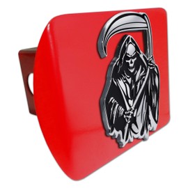 Elektroplate Metalhead Grim Reaper All Metal Red Hitch Cover for Trucks and SUVs | Fits Standard 2" Trailer Hitch Receivers | Premium Weatherproof
