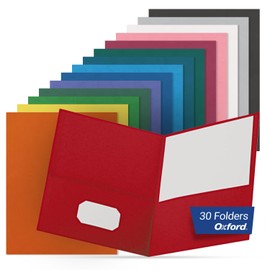 Oxford 2 Pocket Folders - 30 Pack of 15 Assorted Colors - Letter Size Folders with Pockets - Two Pocket Folders for School and Office