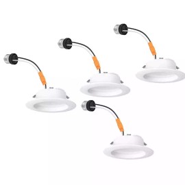 sweetdealalabama 4" Construction / Remodel Wht Integrated LED Recessed Light Trim w/ CCT (4-Pack)