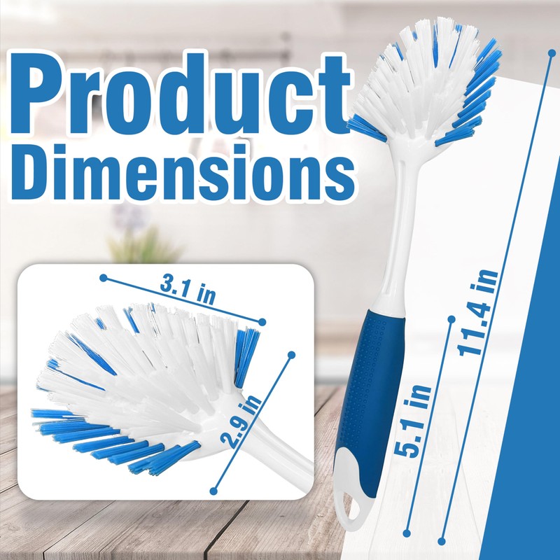 PHYEX 2-Pack Dish Brushes with Scraper, Durable Nylon Bristles Kitchen