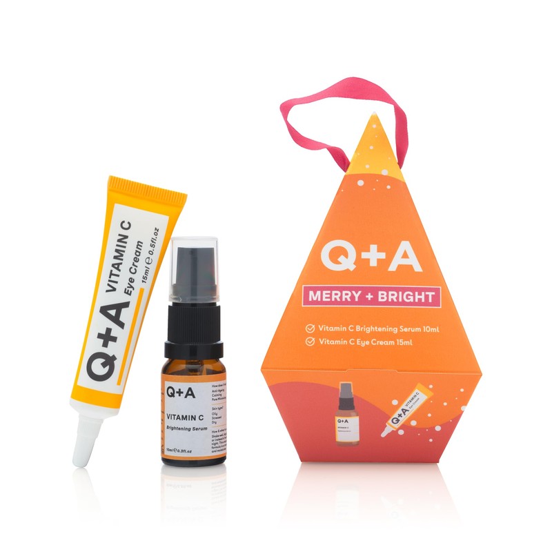 Q+A Merry + Bright Gift Set, Vitamin C Skincare Duo,