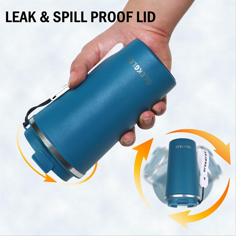 GLEKGLEK Leakproof Travel Mugs for Hot Cold Drinks Insulated Coffee