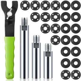 Hicarer 28 Pcs Angle Grinder Nut Angle Grinder Wrench Kit 5/8"-11 Flange Metal Lock Nut Spanner Wrench Angle Grinder Extension Shaft Connecting Rod Tool Compatible with Hitachi Metabo, 3" 4" 5.5"