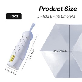 Mini Umbrell, Windproof Mini Folding Umbrella for Sun and Rain Protection, with 99% UV Protection Lightweight Portable Umbrella, Quick Drying Vinyl Coating, Ideal for Women, Men, and Kids