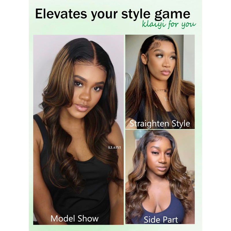 KLAIYI Pre Everything 13x4 Glueless Wig Ombre Brown Body Wave