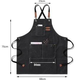 MTSDM Canvas Aprons, Work Aprons for Men Women, Adjustable Luxury Waxed Canvas Shop Apron Chef Aprons with 3 Pockets & Cross-Back Straps Tool Apron for Shop, Garden, Restaurant, Bartender, Barista