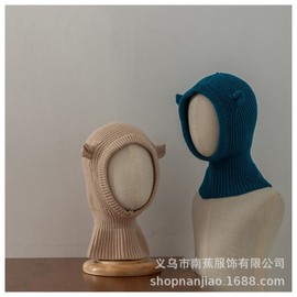 Children's Balaclava Baby Hat - Autumn/Winter Scarf-Integrated, Simple Solid Color (LF2461) - One Size (Age Reference+) 1-3 Years Old, Beige Kids' Solid Color Balaclava 3ea